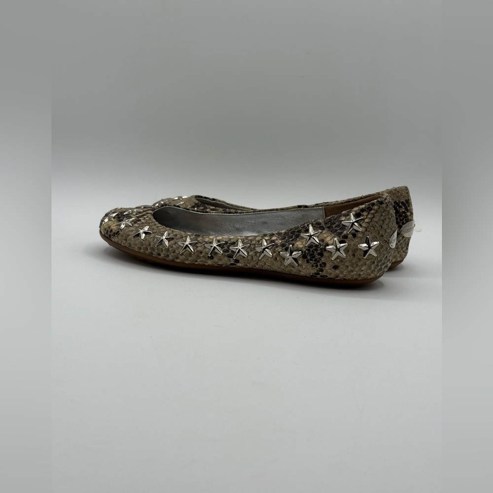 Jimmy Choo Beige Python Embossed Leather Windsor Star Embellished Ballet Flats - Picture 11 of 16
